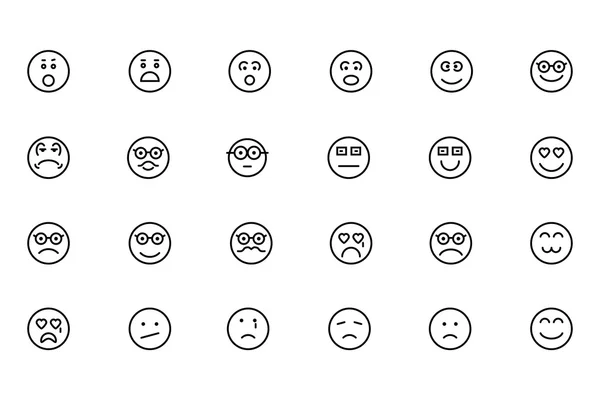 Smiley Line Vector Iconos 3 — Vector de stock