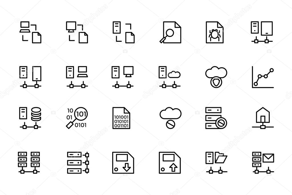 Database and Server Line Vector Icons 5
