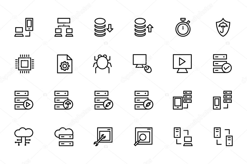 Database and Server Line Vector Icons 4
