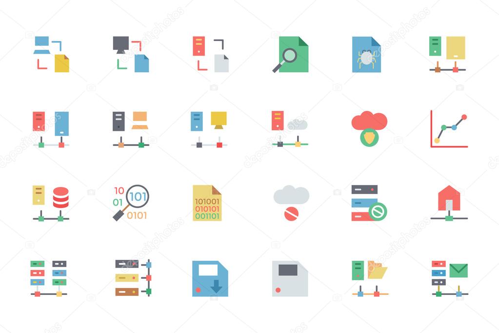 Database and Server Colored Vector Icons 5
