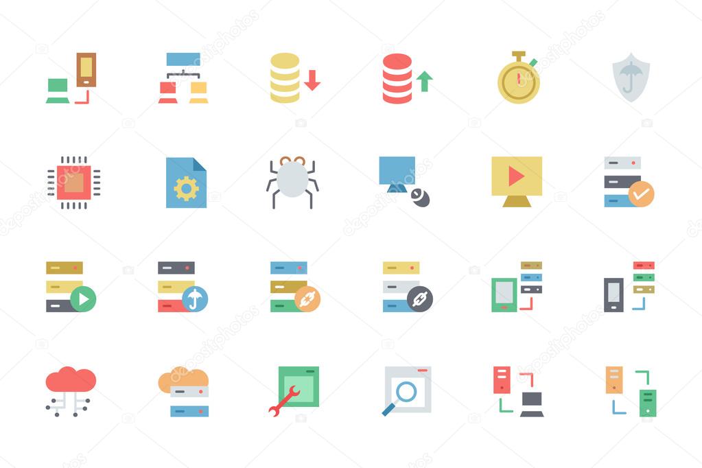 Database and Server Colored Vector Icons 4