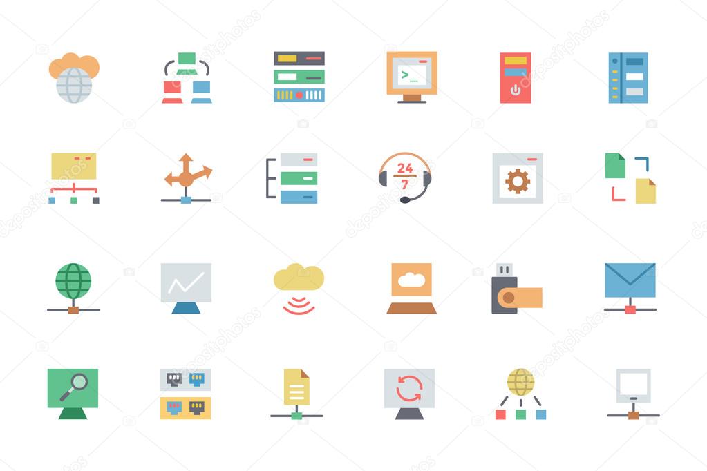 Database and Server Colored Vector Icons 3