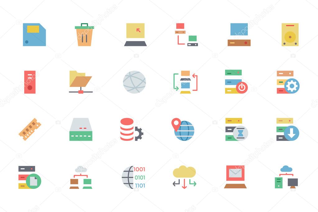 Database and Server Colored Vector Icons 2