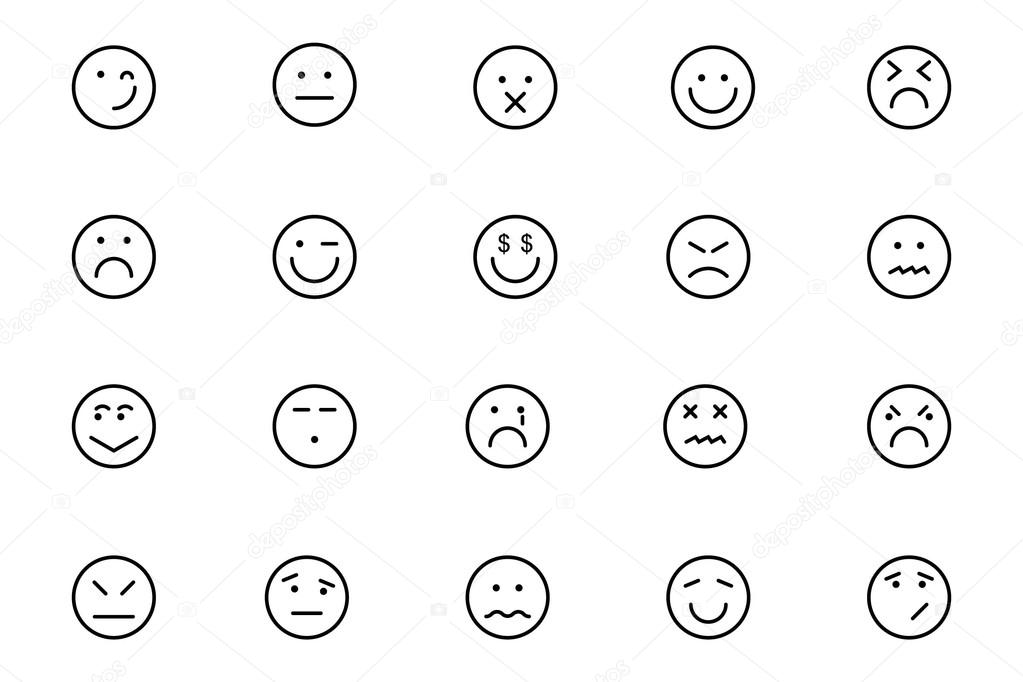 Smiley Line Vector Icons 6