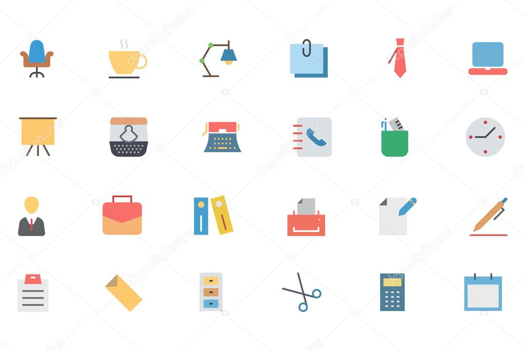 Flat Office Vector Icons 1