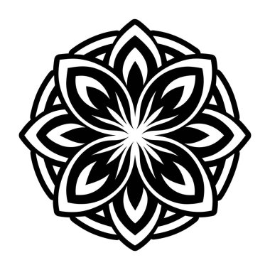 Siyah-beyaz vektör mandala süsü. izole edilmiş geometrik süs