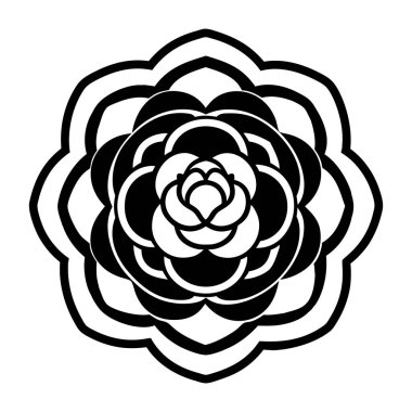 Mandala ikonu. Siyah ve beyaz dairesel şekil tasarımı. vektör.