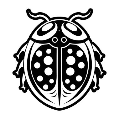 Uğur böceği vektör simgesi, siyah vektör illüstrasyonu