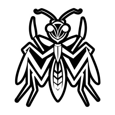 Beyaz arkaplanda siyah beyaz örümcek simgesi.