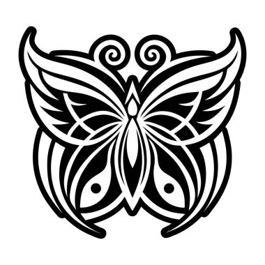 siyah ve beyaz kelebek tasarımı, vektör çizimi