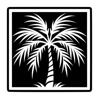 Beyaz arkaplanda izole edilmiş basit bir palmiye ağacı simgesi. avuç içi sembolü