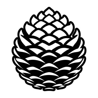 Çam kozalağı silueti beyaza izole edilmiş