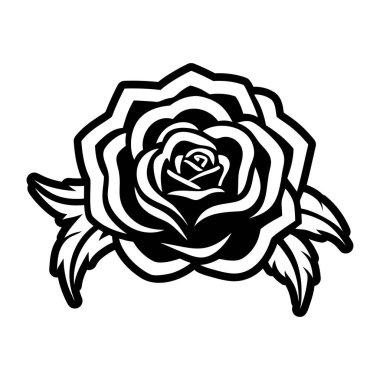 Gül çiçeği ikonu. Web için gül vektör simgesinin özet çizimi