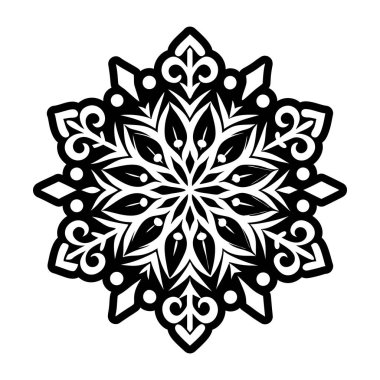 Siyah beyaz vektör mandala etnik dövme