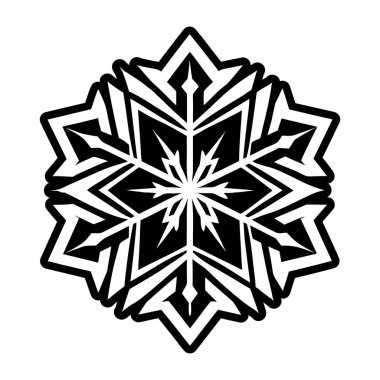 Kar Tanesi ikonu. Noel sezonu dekorasyonu ve kutlama teması. İzole edilmiş siluet. vektör illüstrasyonu