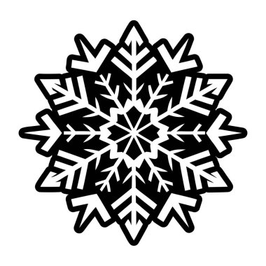 Kar Tanesi ikonu. siyah ve beyaz resimleme.