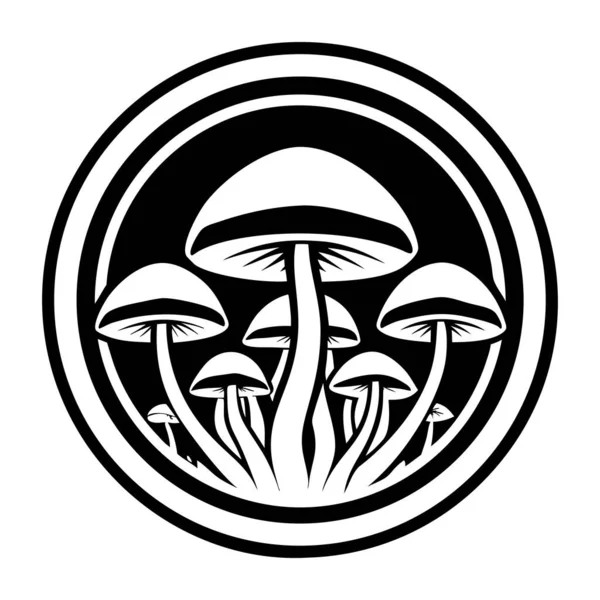 Ormandaki mantarların siyah ve beyaz çizimi