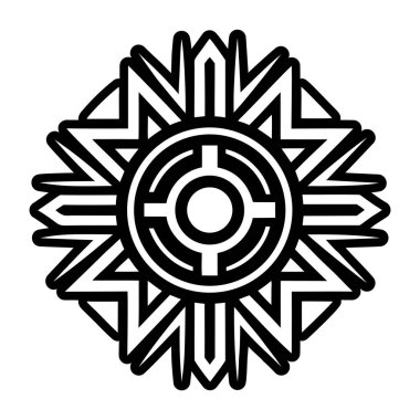 siyah beyaz çizgi sanat mandala tasarımı