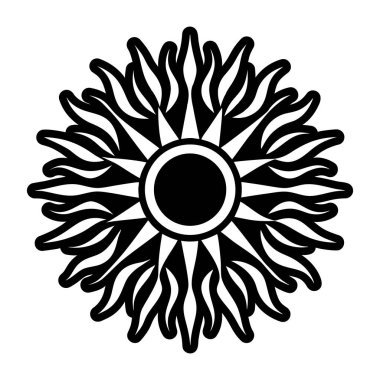 Beyaz arka planda siyah siluet mandala. Dekoratif yuvarlak. vektör