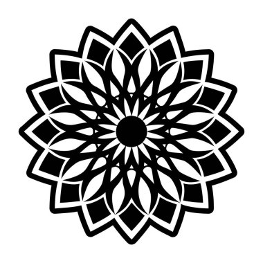 mandala. Çiçekli siyah beyaz süs. vektör illüstrasyonu