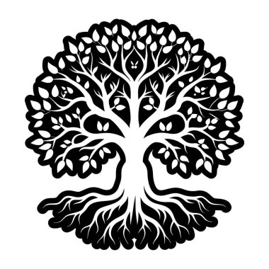 Yapraklı ağaç silueti. vektör illüstrasyonu