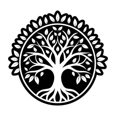 Ağaç simgesi. grafik tasarımı izole edilmiş illüstrasyon için siyah ve beyaz vektör simgesi