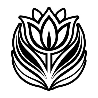 güzel lotus çiçeği çizgisi vektör simgesi