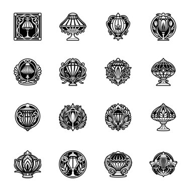 Eski rozetler, etiketler, amblemler, rozetler, logolar. vektör illüstrasyonu