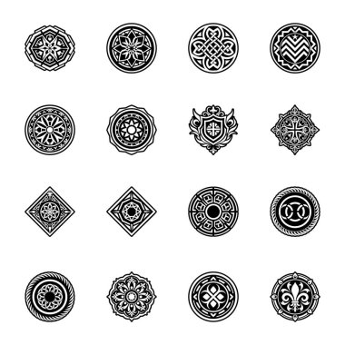 Siyah ve beyaz dekoratif elementler kümesi