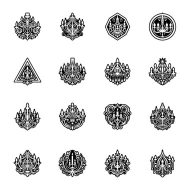 Vektör vintage çiçek öğeleri kümesi