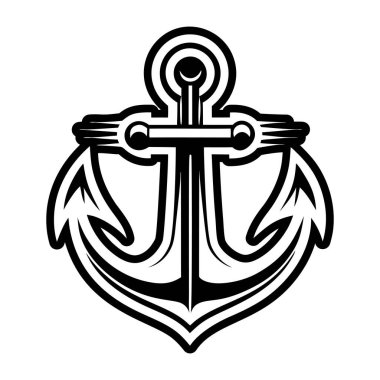 Beyaz arkaplanda siyah vektör çapası