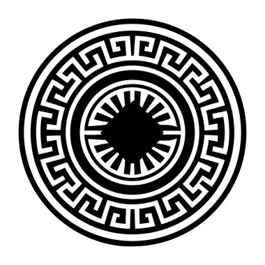 Eski Yunanca yuvarlak siyah beyaz süs