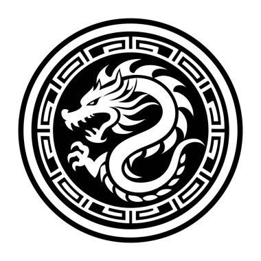 siyah ve beyaz Çin ejderhası