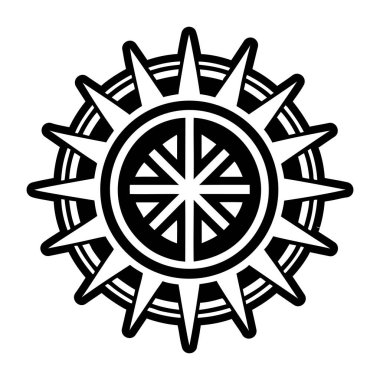 Beyaz arkaplanda izole edilmiş ana hatlı güneş simgesi. yaz sembolü çizimi