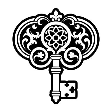 Dekoratif antika anahtar. vektör illüstrasyonu
