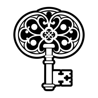 Anahtar ve zincir simgesinin vektör çizimi. Web için anahtar ve güvenlik sembolü koleksiyonu.