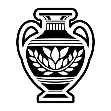 Yunan vazosu, Yunan süsü ikonu. vektör illüstrasyonu
