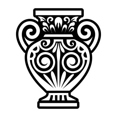 Beyaz arkaplanda izole edilmiş antik Yunan sütunu.