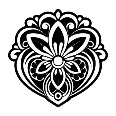 Siyah ve beyaz mandala. Tasarım için dekoratif öge, boyama kitabı için vektör illüstrasyonu.