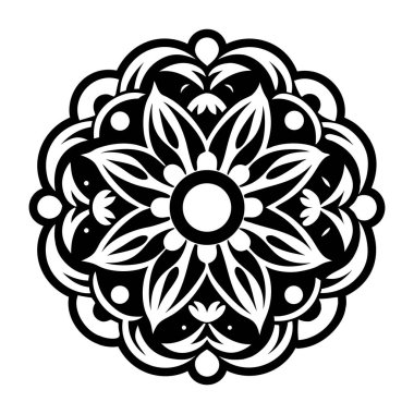 Siyah ve beyaz mandala çiçek koleksiyonunun vektör çizimi