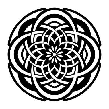 siyah ve beyaz soyut mandala.