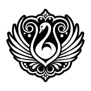 Siyah süslemeli bir kuşun vektör çizimi