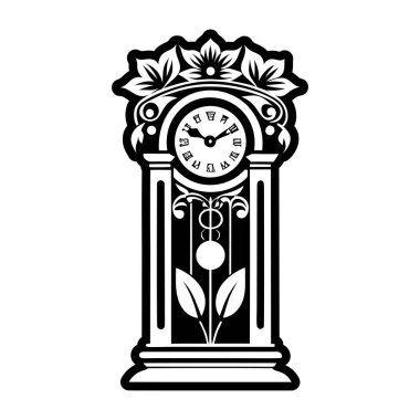 Beyaz arkaplanda çiçekli saat