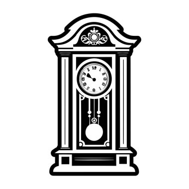 İçinde Roma rakamları olan saat. siyah ve beyaz vektör çizimi