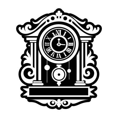 Klasik klasik klasik saat. Vektör çizimi. Klasik saat. beyaz arkaplanda izole.