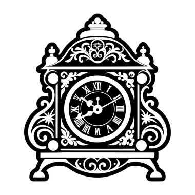 Beyaz arkaplan ile siyah saatin vektör çizimi