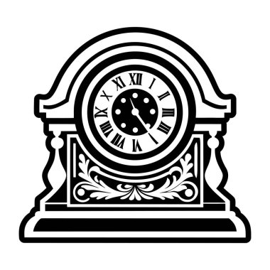 Siyah arkaplanı olan eski model bir saat.