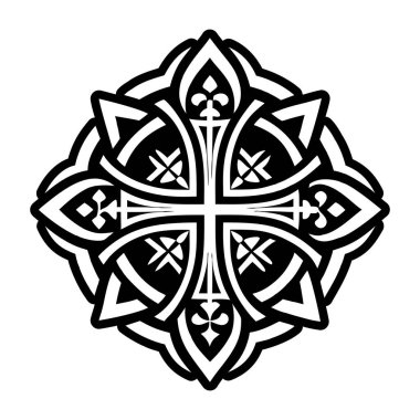 vektör, beyaz arkaplanda siyah ve beyaz mandala