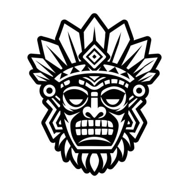 Beyaz arkaplanda kabile maskesinin vektör çizimi.