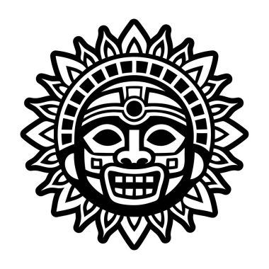 Meksika kafatasının siyah ve beyaz vektör çizimi